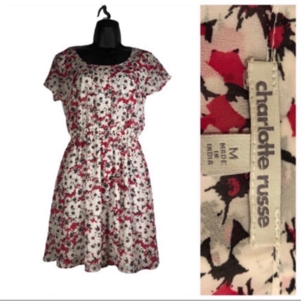 Charlotte Russe Dress Women’s Sz Med Lined Swing style Scoop neck Keyhole Back